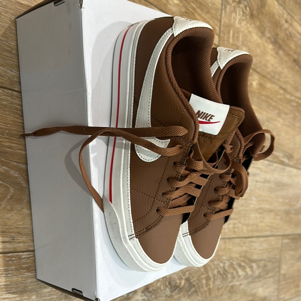 Nike Brown and White Retro Sneakers